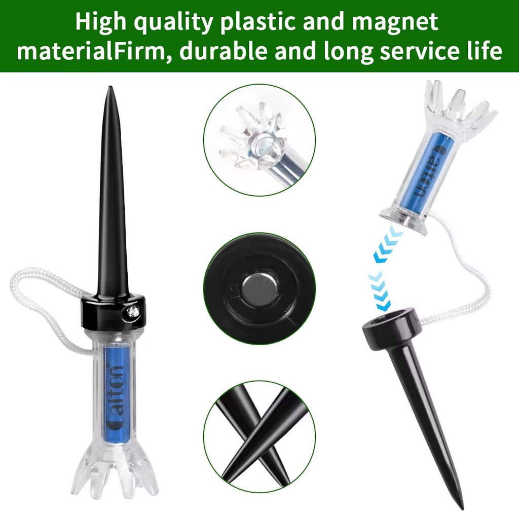 5-Piece Magnetic Plastic Golf Tee Set with 360° Bounce and Three Size Options – Premium Accessories for Enhanced Accuracy and Performance