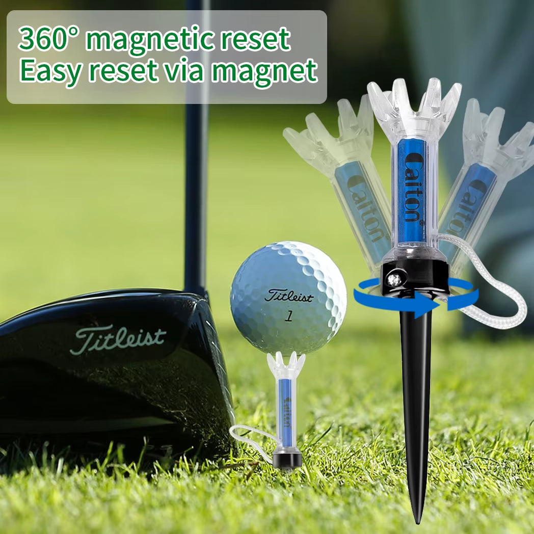 5-Piece Magnetic Plastic Golf Tee Set with 360° Bounce and Three Size Options – Premium Accessories for Enhanced Accuracy and Performance