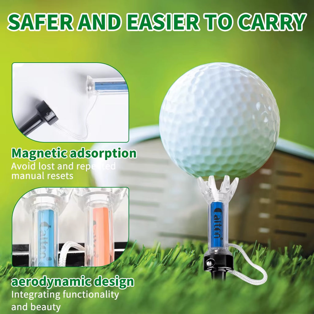 5-Piece Magnetic Plastic Golf Tee Set with 360° Bounce and Three Size Options – Premium Accessories for Enhanced Accuracy and Performance