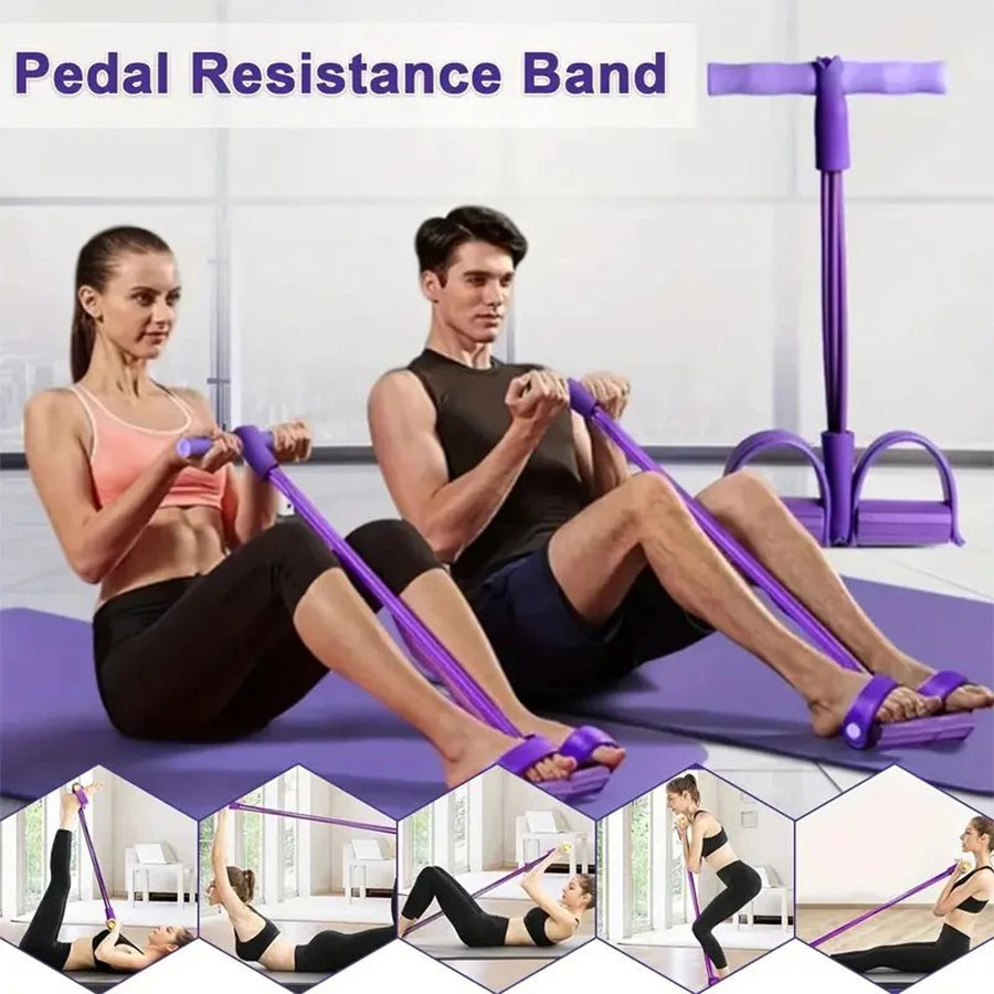 6-Tube Elastic Yoga Resistance Band for Abdominal, Waist, Arm, and Leg Stretching and Slimming Training