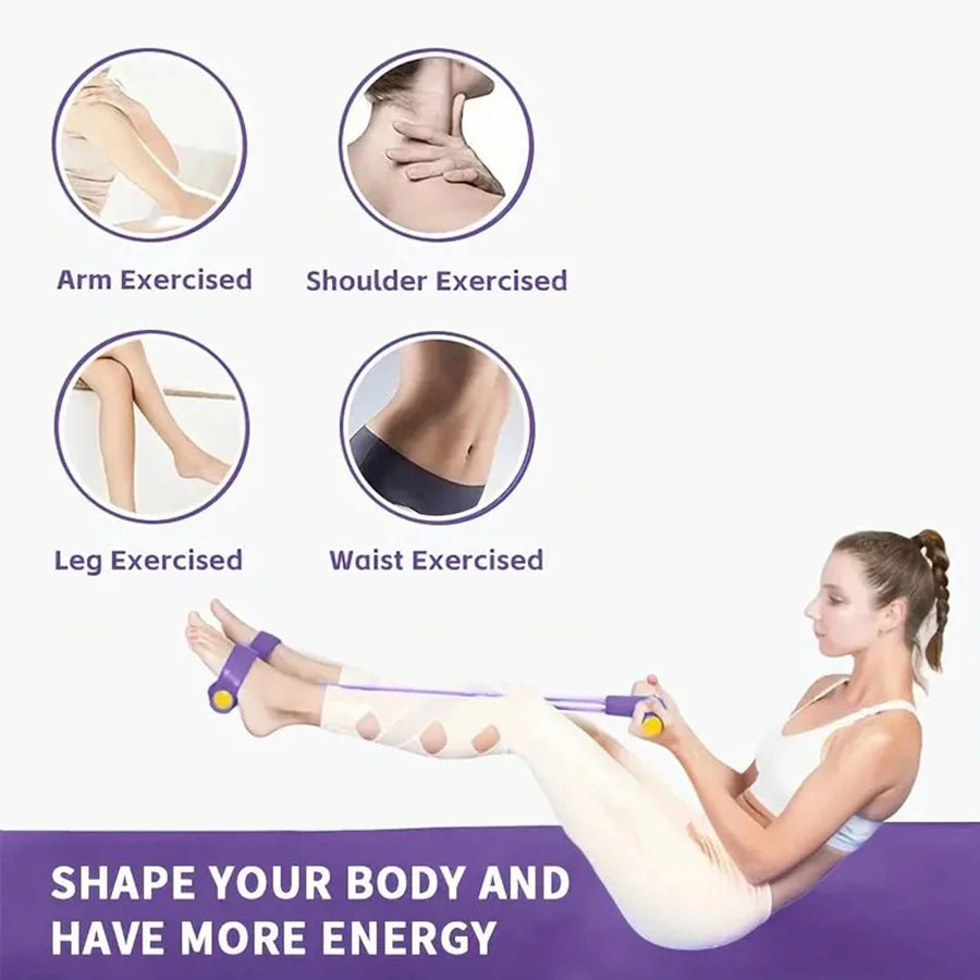 6-Tube Elastic Yoga Resistance Band for Abdominal, Waist, Arm, and Leg Stretching and Slimming Training