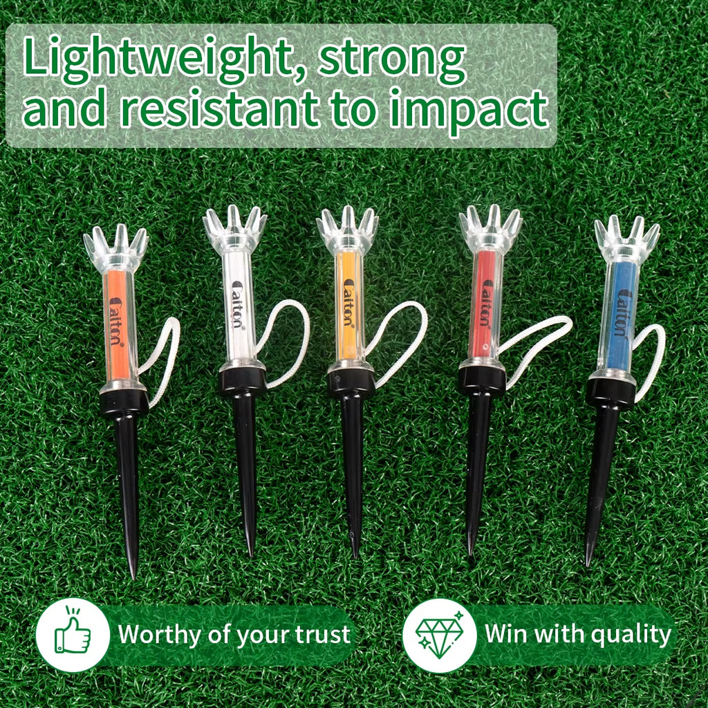 5-Piece Magnetic Plastic Golf Tee Set with 360° Bounce and Three Size Options – Premium Accessories for Enhanced Accuracy and Performance